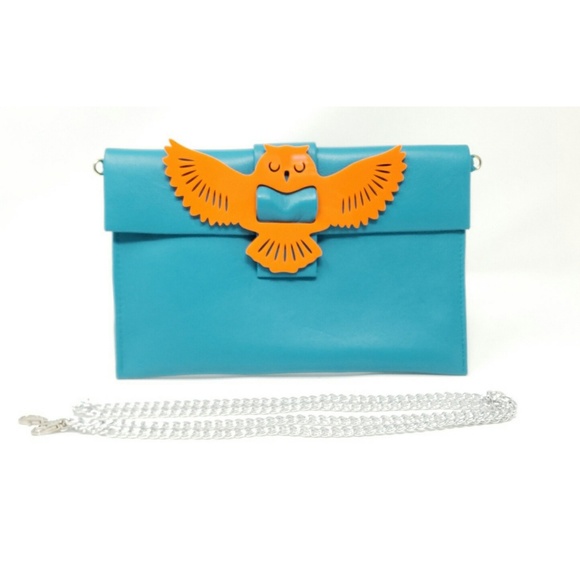 Heidi Sturgess Handbags - Heidi Sturgess Silhouette Clutch, aqua & orange